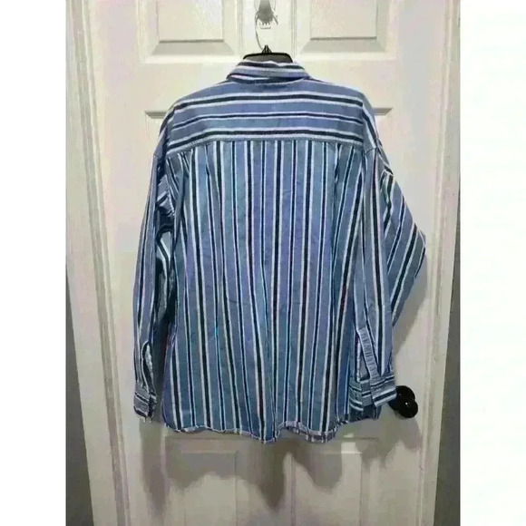 Vintage Impact Brand Striped Denim Long Sleeve Casual Button Down Shirt Men’s XL - Picture 3 of 7